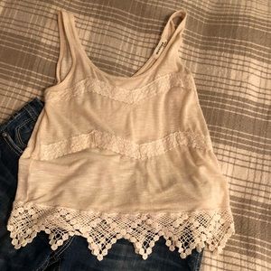 Soft, lace-trimmed crop top
